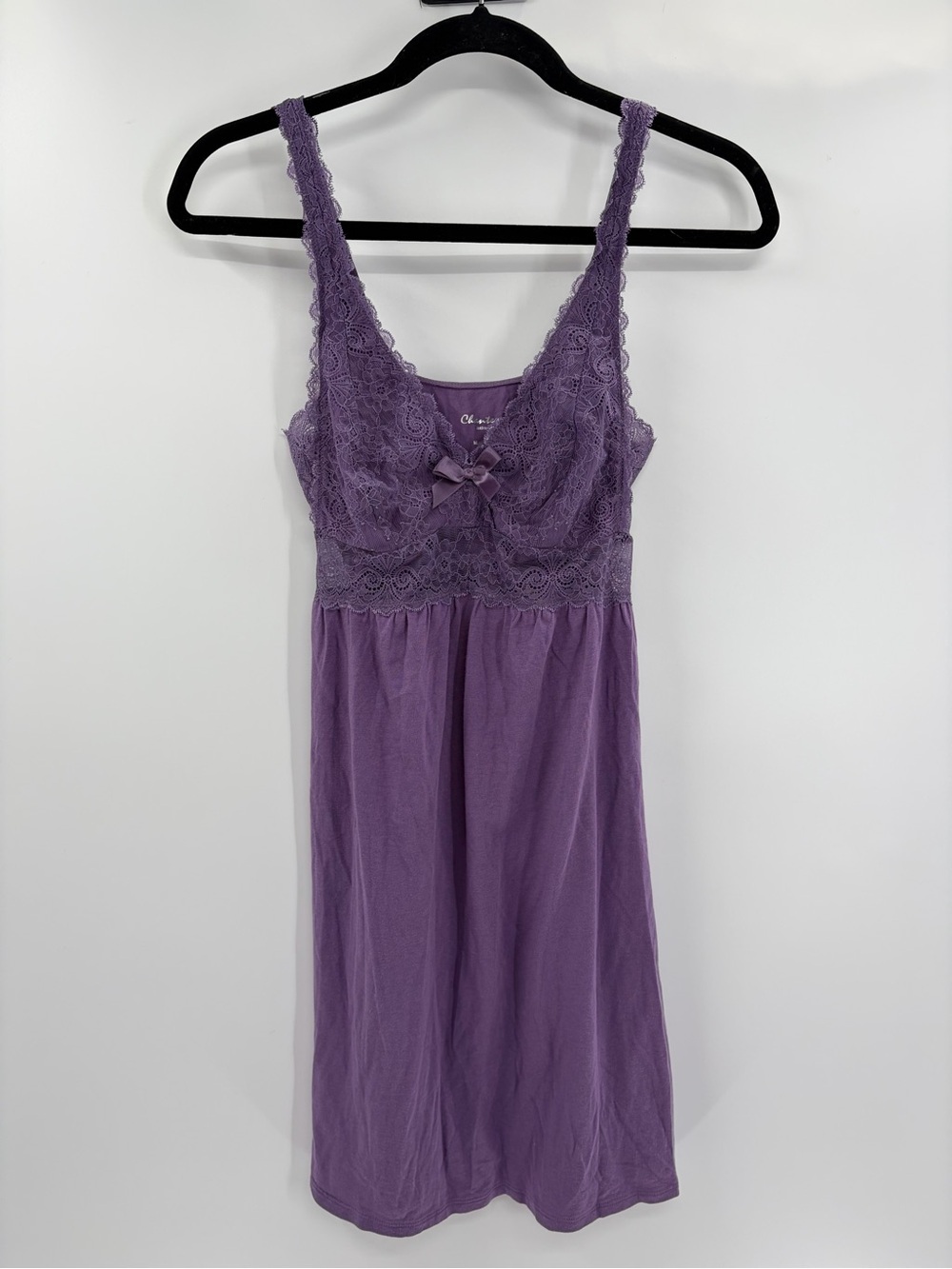 Y2K 2000s Purple Lace Girly Midi Nightgown Slip Dress Lounge Sleepwear Medium M - Picture 1 of 13